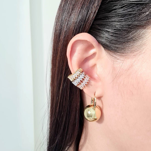 Earcuff tres oros con zircones SM687