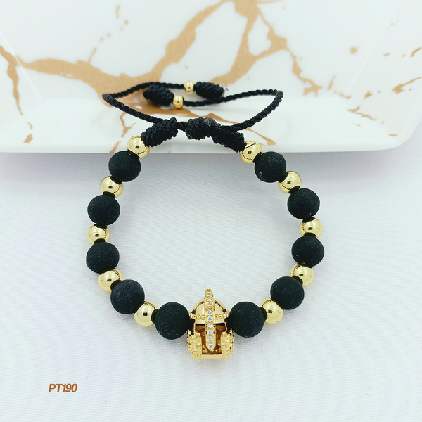 Pulsera casco dorado PT190